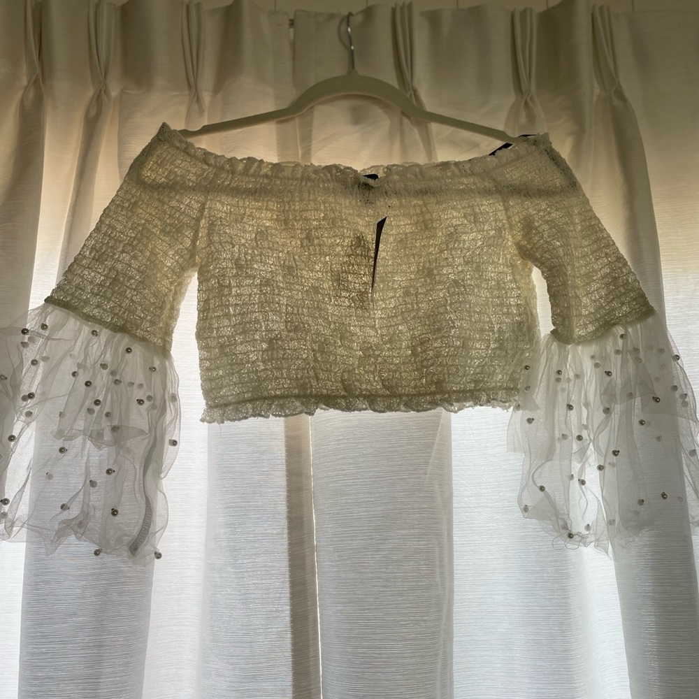 White cropped top